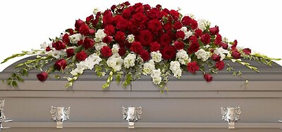 Full Red and White Casket Spray