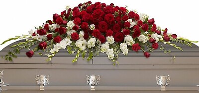 Full Red and White Casket Spray