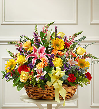 Bright Flower Arrangement in Basket