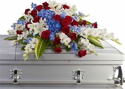 Red White and Blue Loving Heart Casket Cover