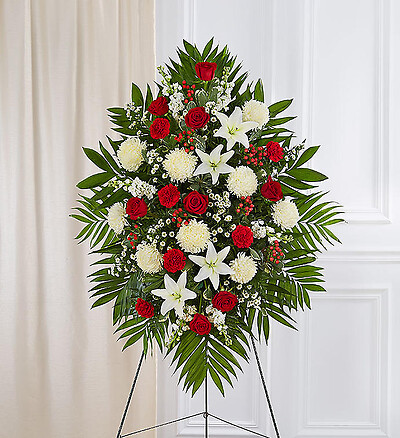 Red &amp;amp; White Sympathy Standing Spray