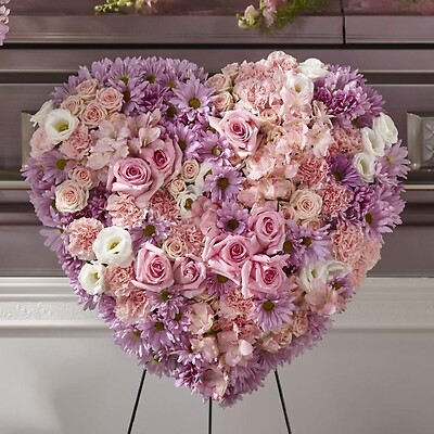 Pink Solid Mix Flowers Heart